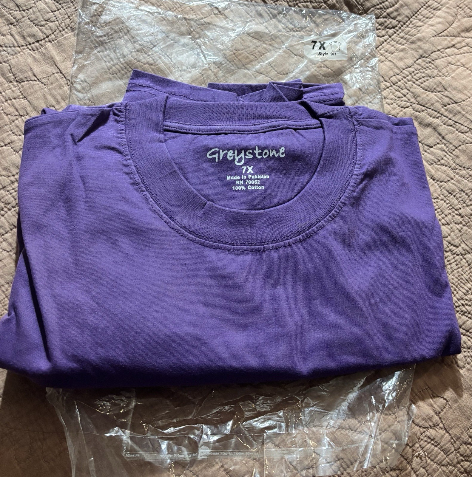NWT Greystone Big & Tall Men’s Purple T-Shirt , 7 XL