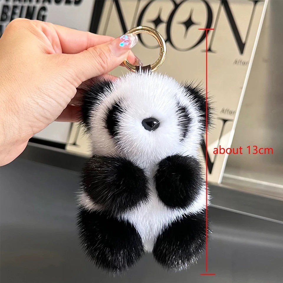 Cute Panda Plush Toy Keychain | Cartoon Bag Pendant & Car Key Charm