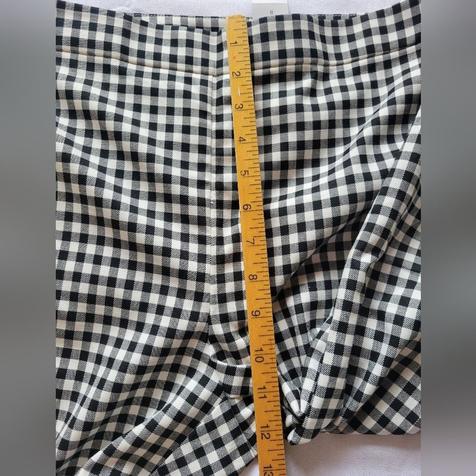 Ann Taylor The Flare Pant Ginghanm Monochrome Checkered Trousers Size 8