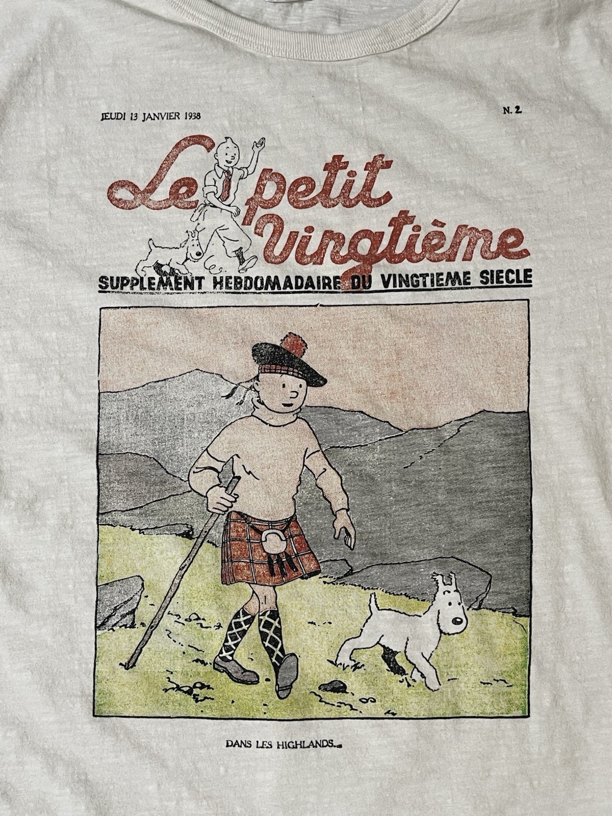 The Adventures of Tintin T Shirt Milou Snowy Dog Graphic Kilt Adult Small/Medium