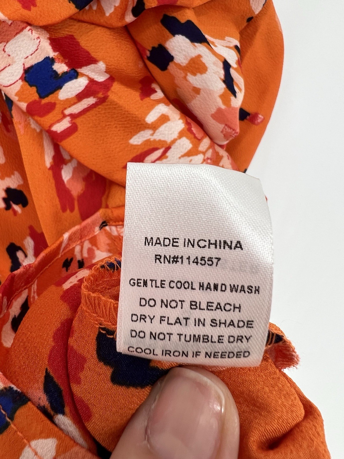 THML NWT Orange Floral Ruffle Sleeve Blouse Womens Small Statement Top