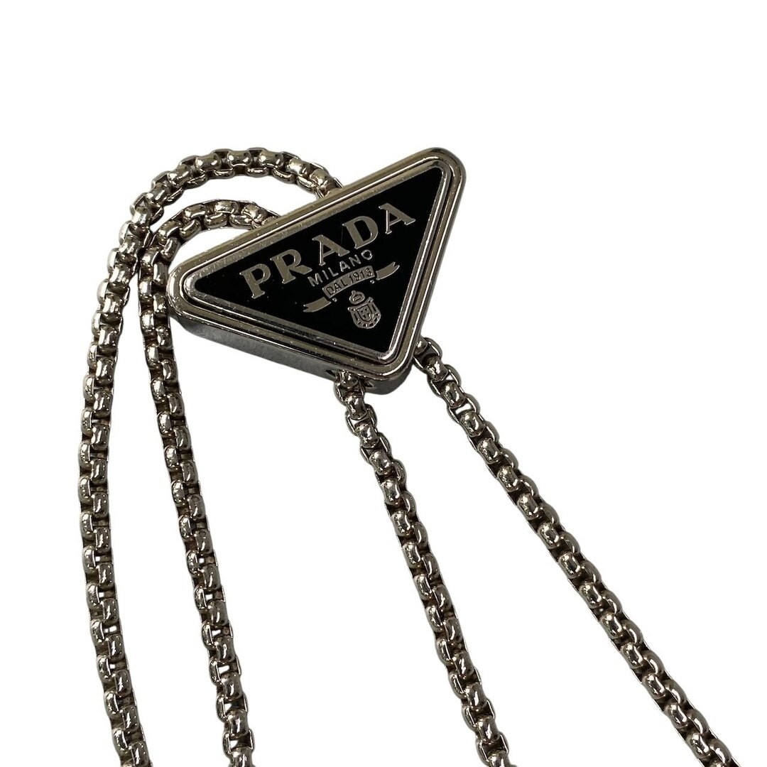 PRADA Rhinestone Flap Card Holder Mini Bag Black Silver Women TA1 Used AYAN-0