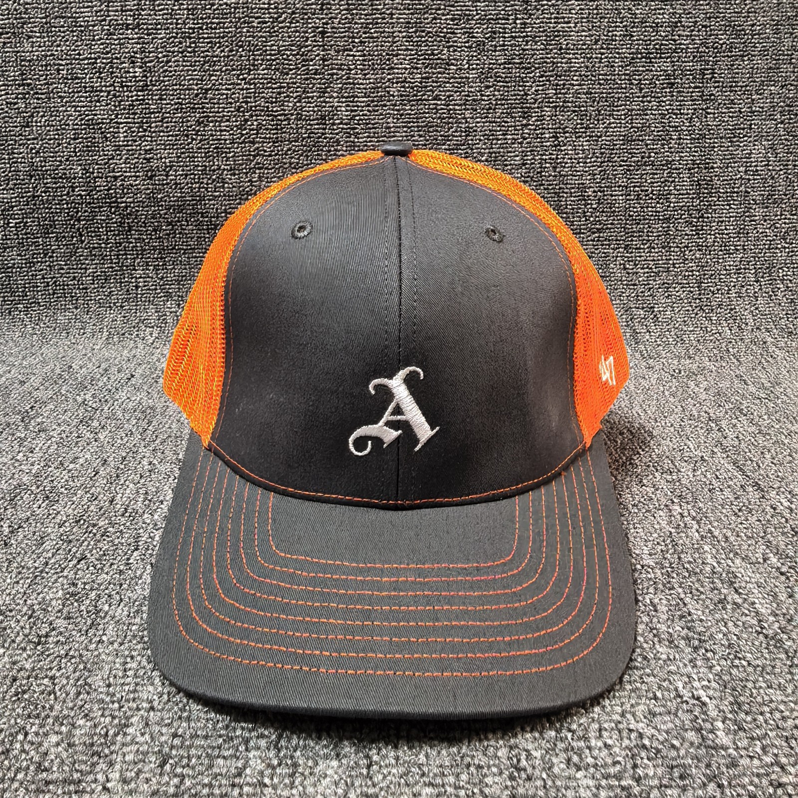 ’47 Brand Arkansas Razorbacks Trucker Snapback Mesh Back Charcoal Orange OSFA