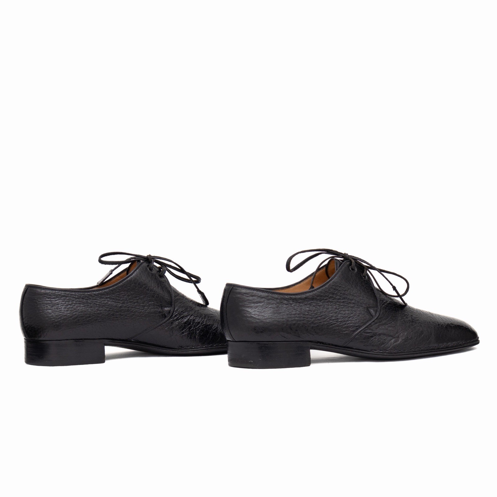 4.8k.$ ZILLI Men’s Blucher Derby Black Exotic Peccary Leather Handmade US 10