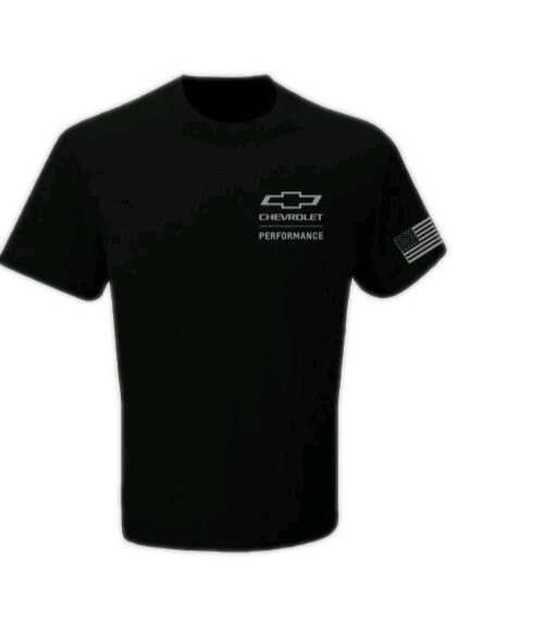 NEW CHEVY PERFORMANCE USA FLAG BLACK SHORT SLEEVE MENS COTTON TEE SHIRT D7893