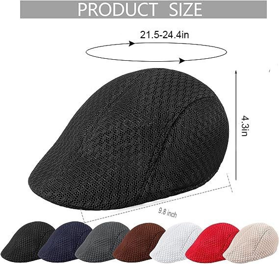 Herringbone Ivy Hat Breathable Mesh Gatsby Cap Golf Driving Flat Cabbie Newsboy