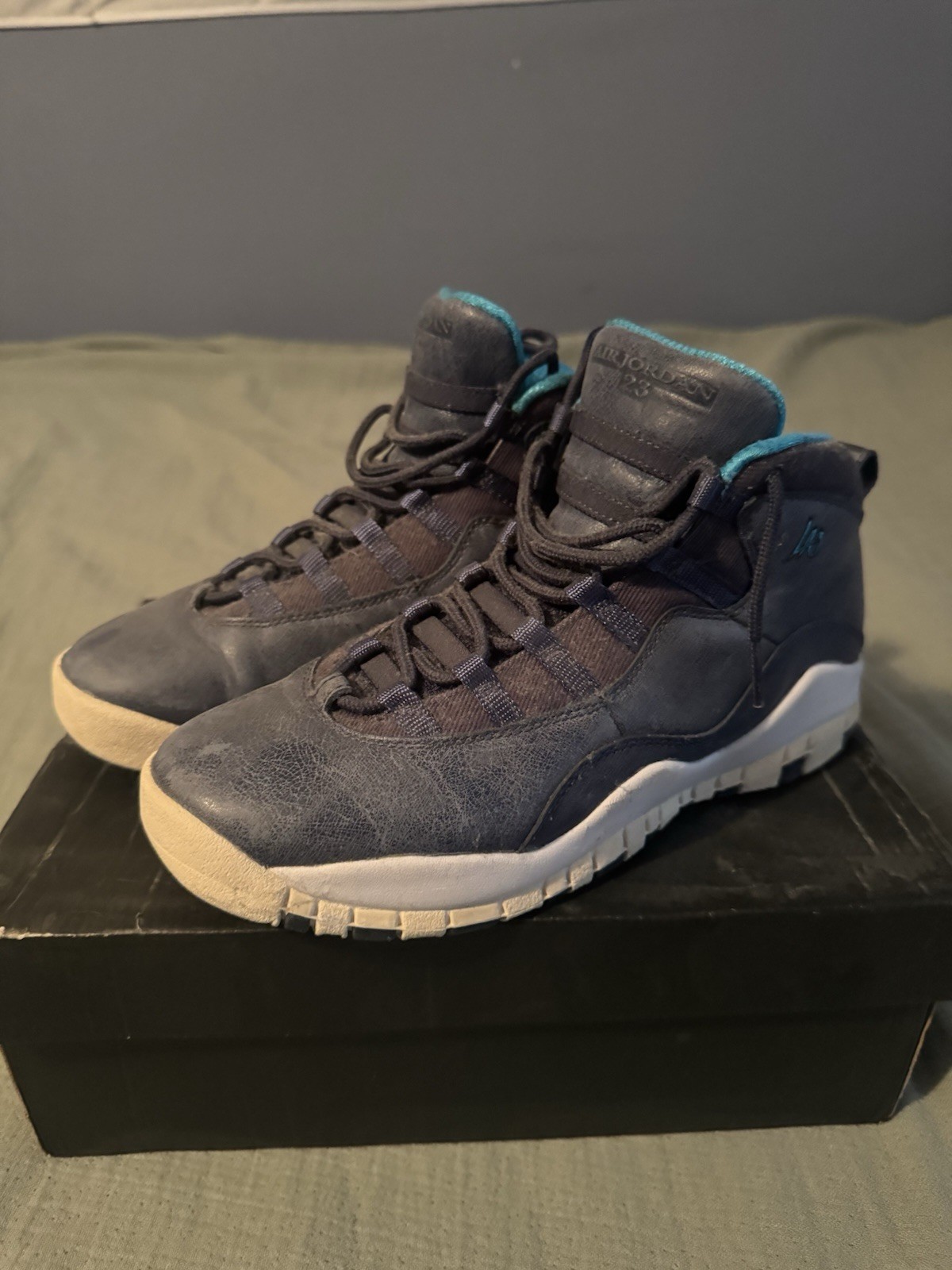 Jordan Air Jordan 10 Retro BG “LA” Ocean Fog Blue/White 7Y Sneaker 310806-404