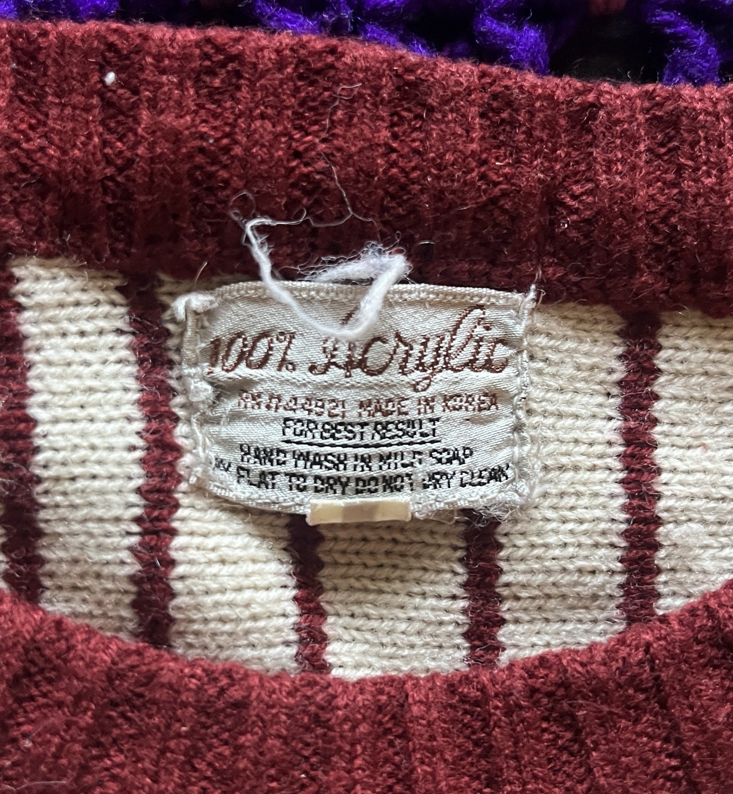 Vintage 50’s-60’s Acrylic Striped Abstract Pullover Sweater Size S/M