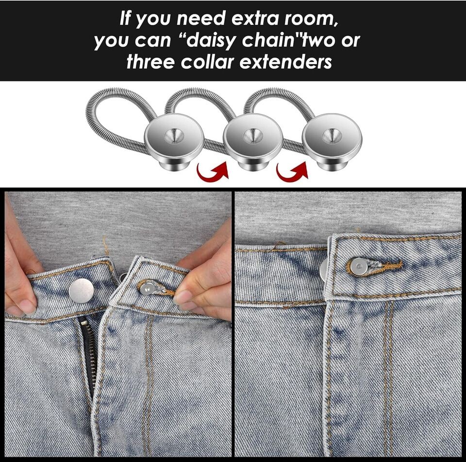 20x Extender Button Set Includes Elastic Waist Button and Comfy Collar Extender