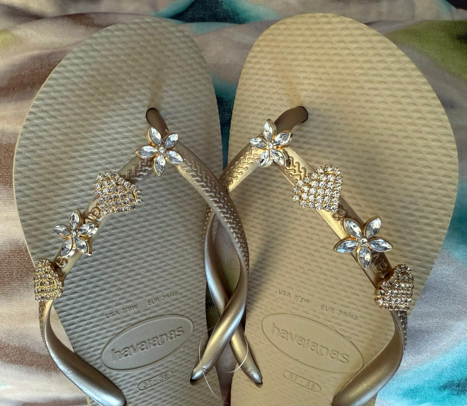 Original Havaianas Flip Flops Women Slim with Flowers and Personalized Charm
