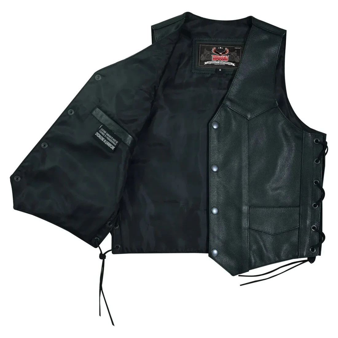 Kids Traditional Motorcycle Black Toddler Cowhide Leather Vest Laceup Biker Boys
