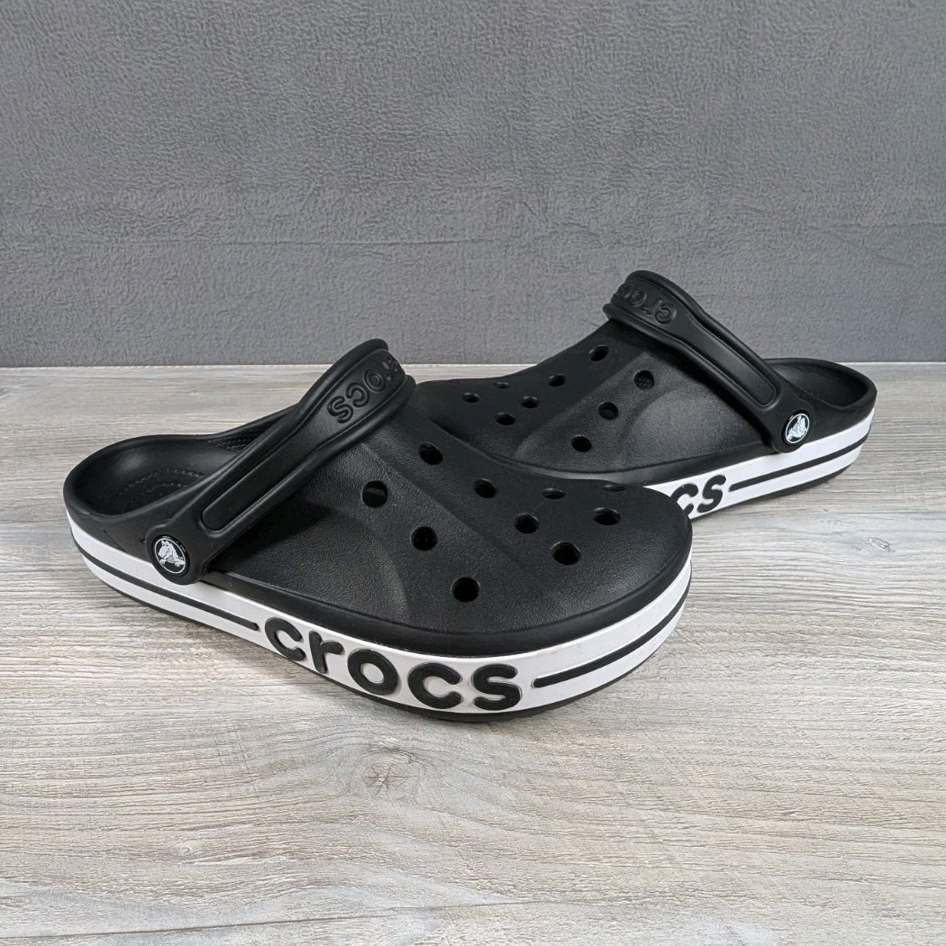 Crocs Unisex M6 W8 Black White Bayaband Clogs Slip On Comfort Shoes New