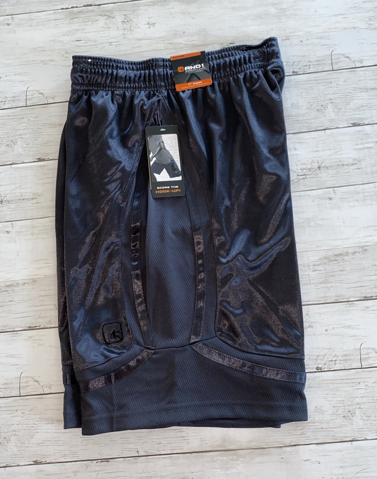 AND1 Men’s Black/Gray Active Core 11″ Home Court Basketball Shorts Size Small