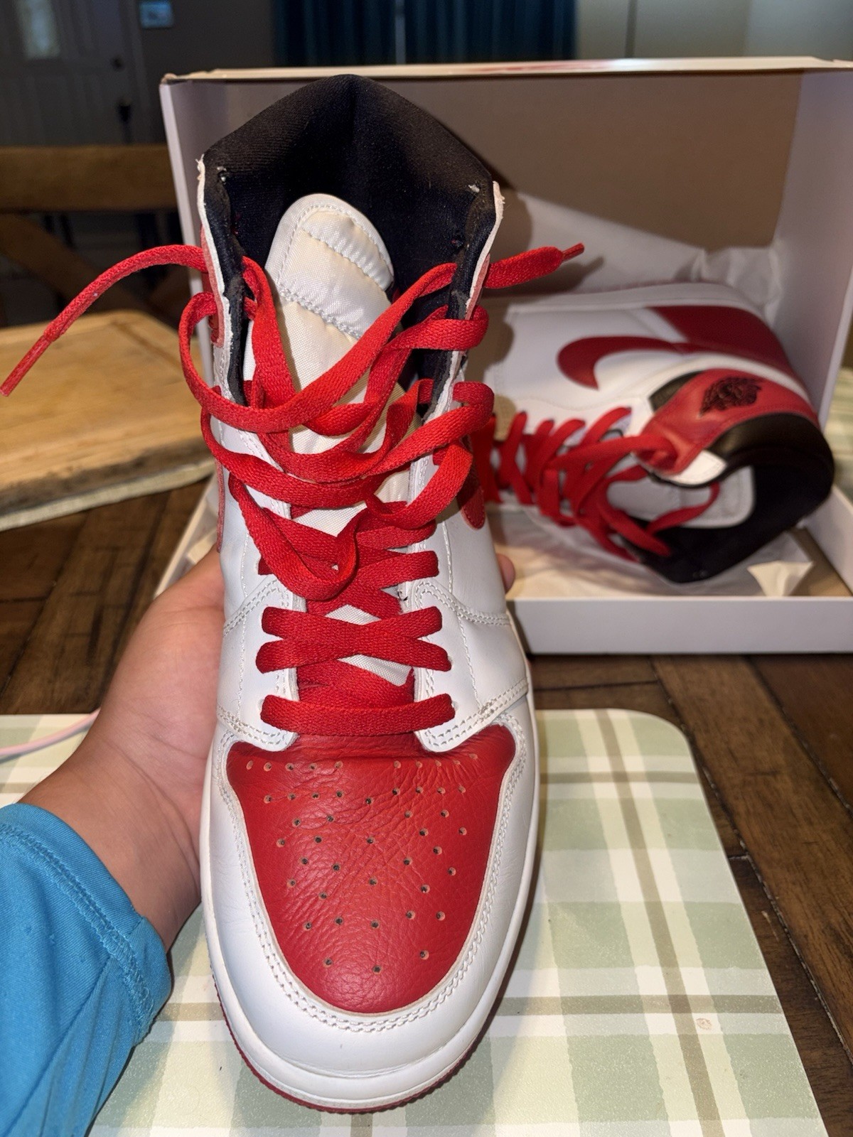 Nike Air Jordan 1 Mid Top Gym Red/White/Black Leather Sneakers 554724-605