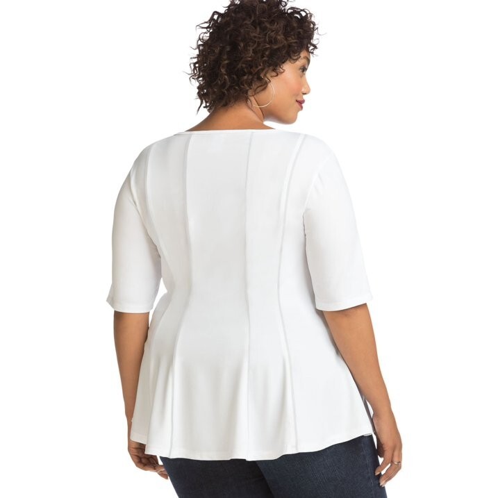 JMS Maria Gabrielle Womens Peplum Top White XXXX-Large 4X 4XL