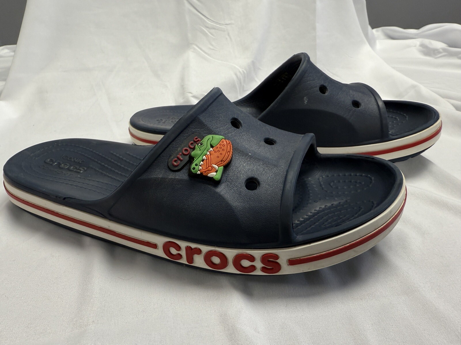 Mens Crocs Bayaband Slide Sandals Blue 205392 Blue Slip On Shoes Mens 7 Women 9