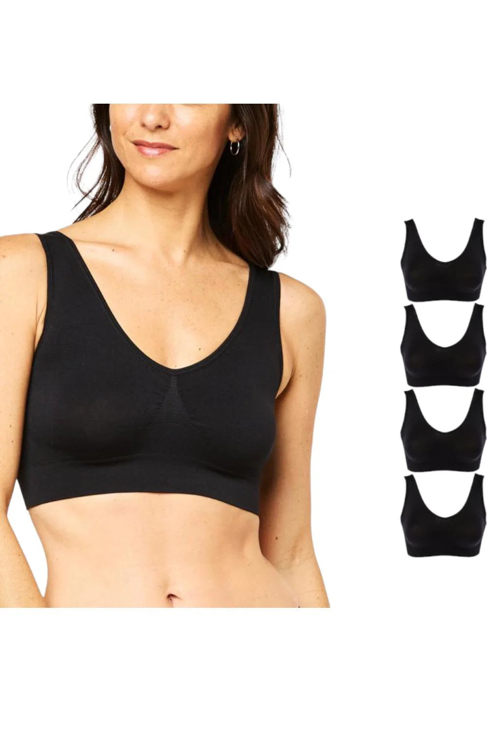Rhonda Shear Women’s 4-pack Original Ahh Bra Black