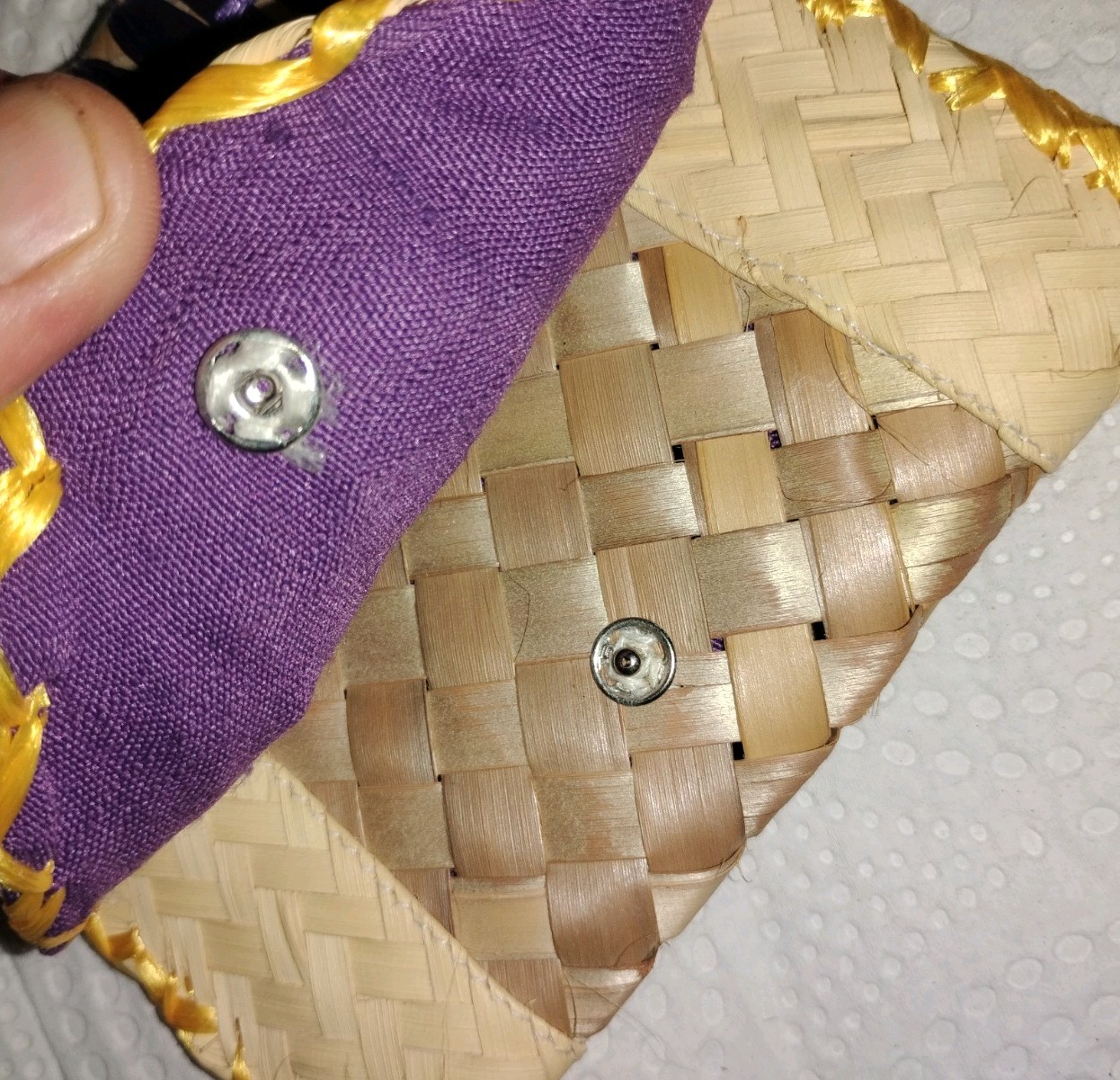 Hand Woven Straw Clutch From The Bahamas Button Closure