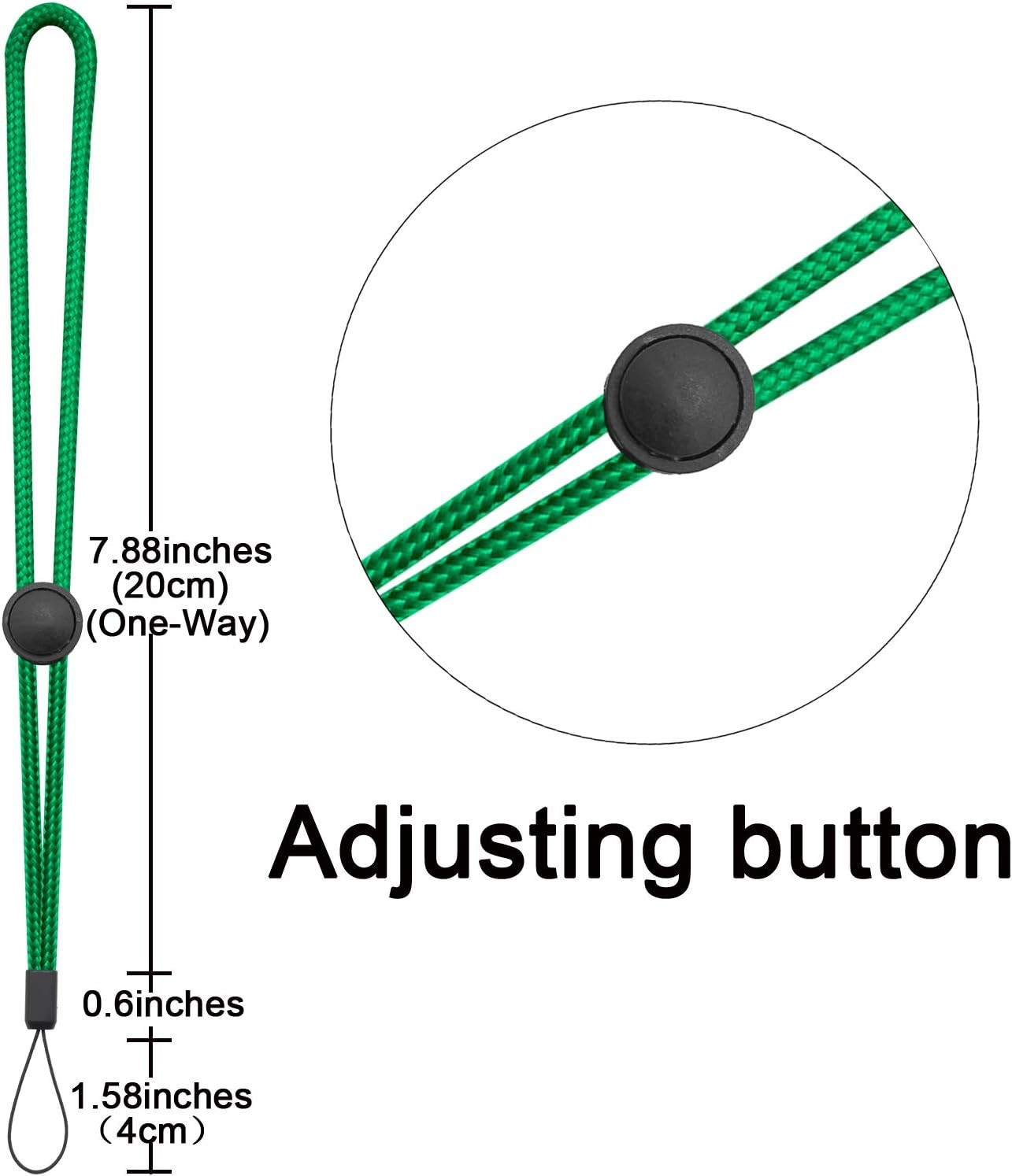 Adjustable 6-Pack Nylon Wrist Lanyards in 6 Colors for Keys, ID, and Accessories