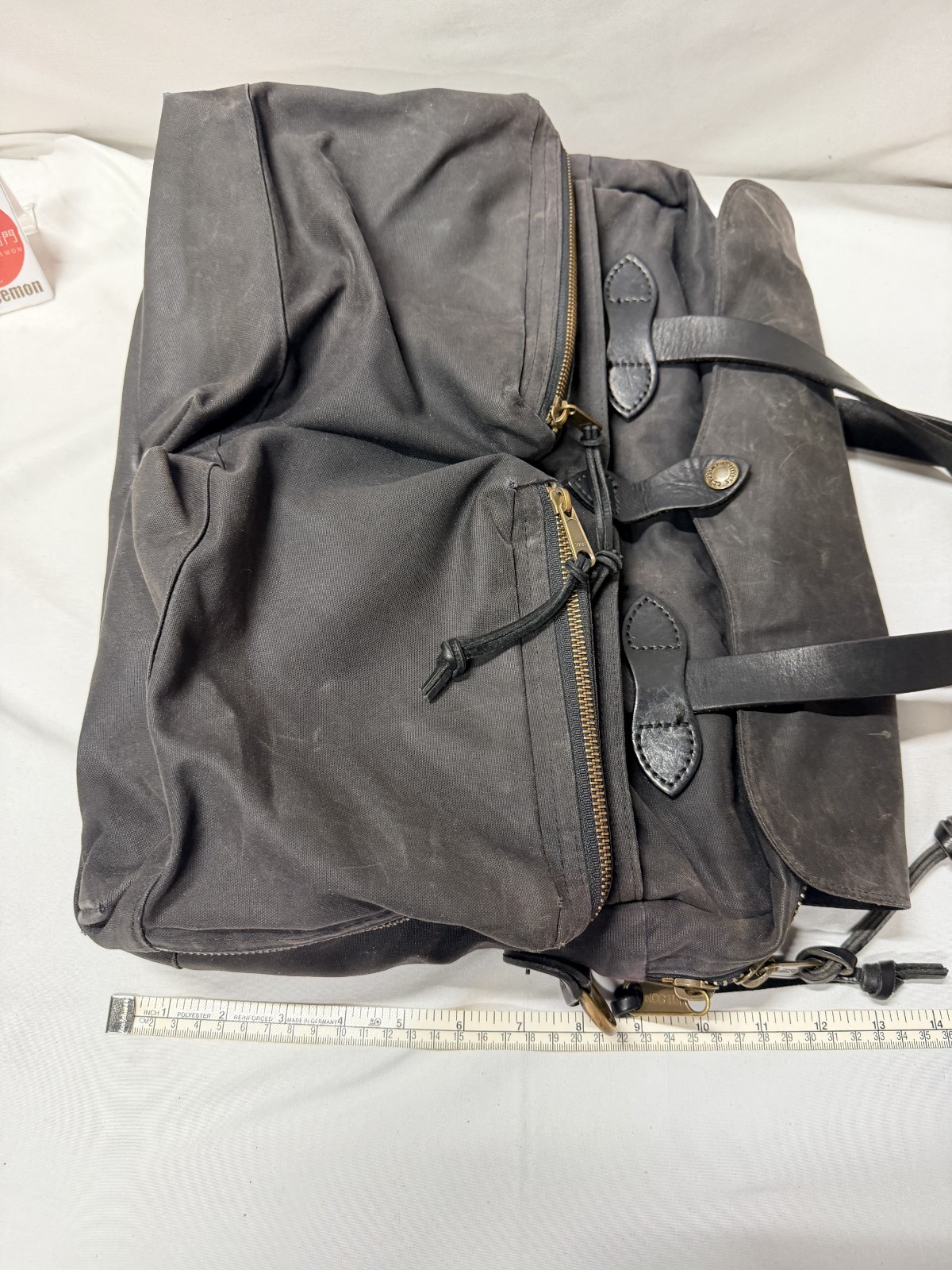 Filson 24 Hour Bag Tin Cloth Briefcase Black Made In USA Waxed Cotton