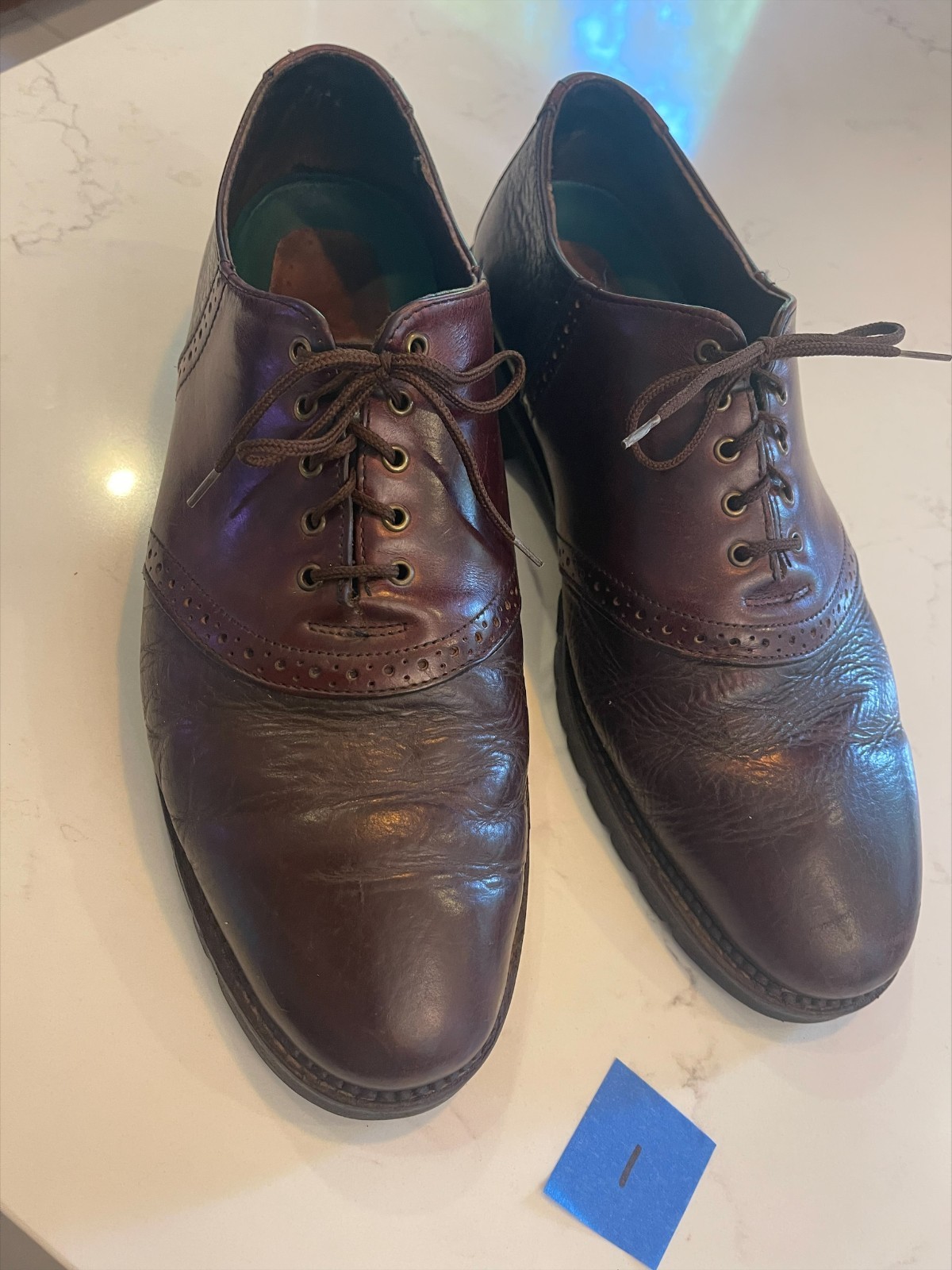 H.S. TRASK 13 M Bison Leather Saddle Shoes Model #1035