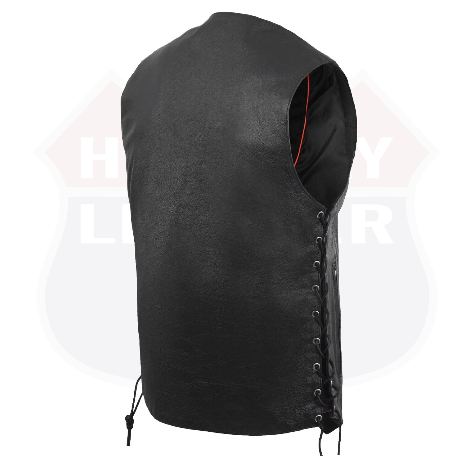 Mens Genuine Leather 10 Pockets Motorcycle Biker Vest ANARCHY Black SOA #3540BLK