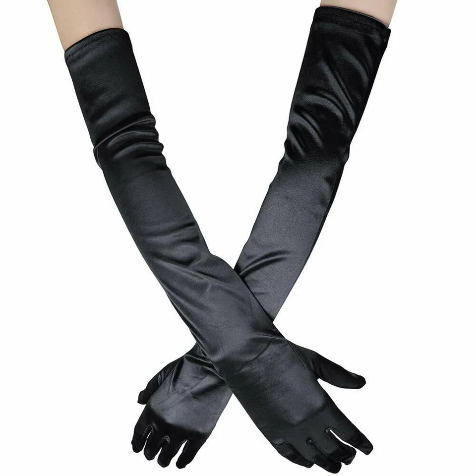 Stretchy Long Opera Gloves Party Satin Gloves Adult Size Elbow Length Wedding US
