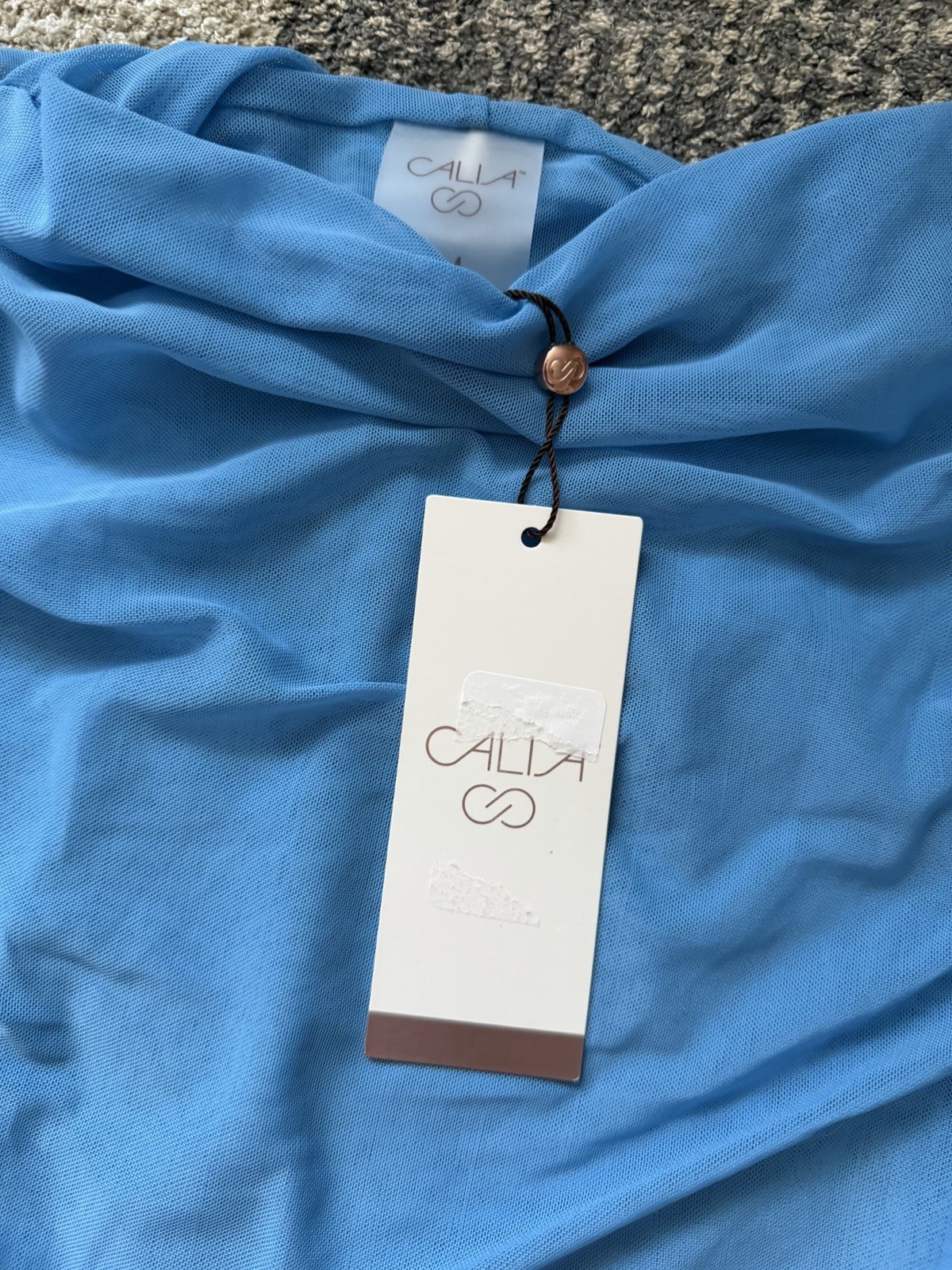 Women’s Calia Ruched Mock Tank Tranquil Blue Lightweight Sz Medium NWT