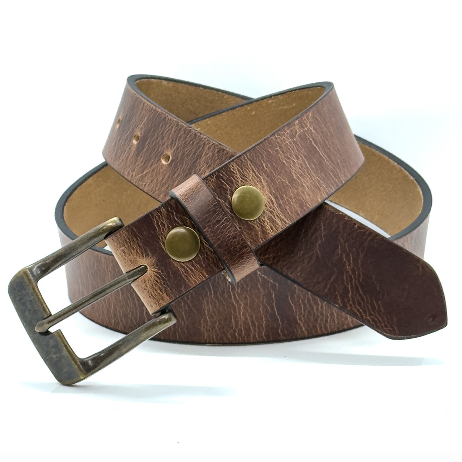 Men’s Full Grain Buffalo Leather Belt – Handmade USA, Casual Work, 1.5″ Wide