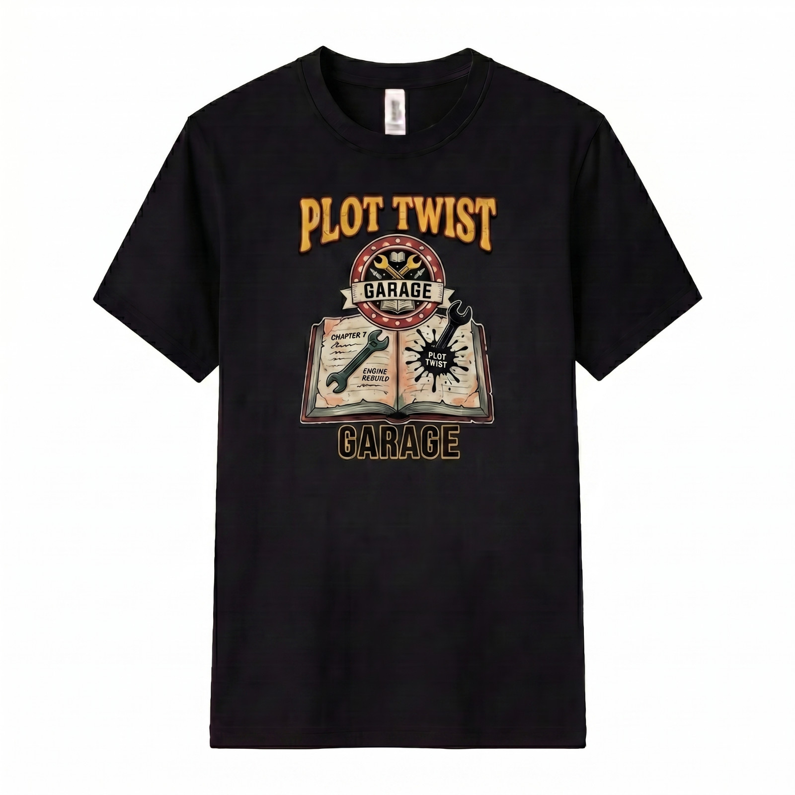 Plot Twist Garage Unisex T Shirt Vintage Mechanic Tee Car Guy Book Lover Apparel