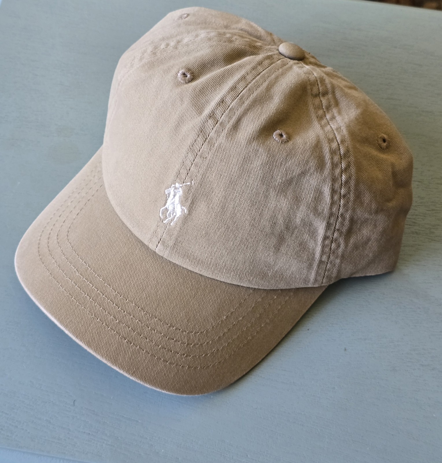 Polo Ralph Lauren Men’s One Size Cotton Chino Adjustable Ball Cap Beige White