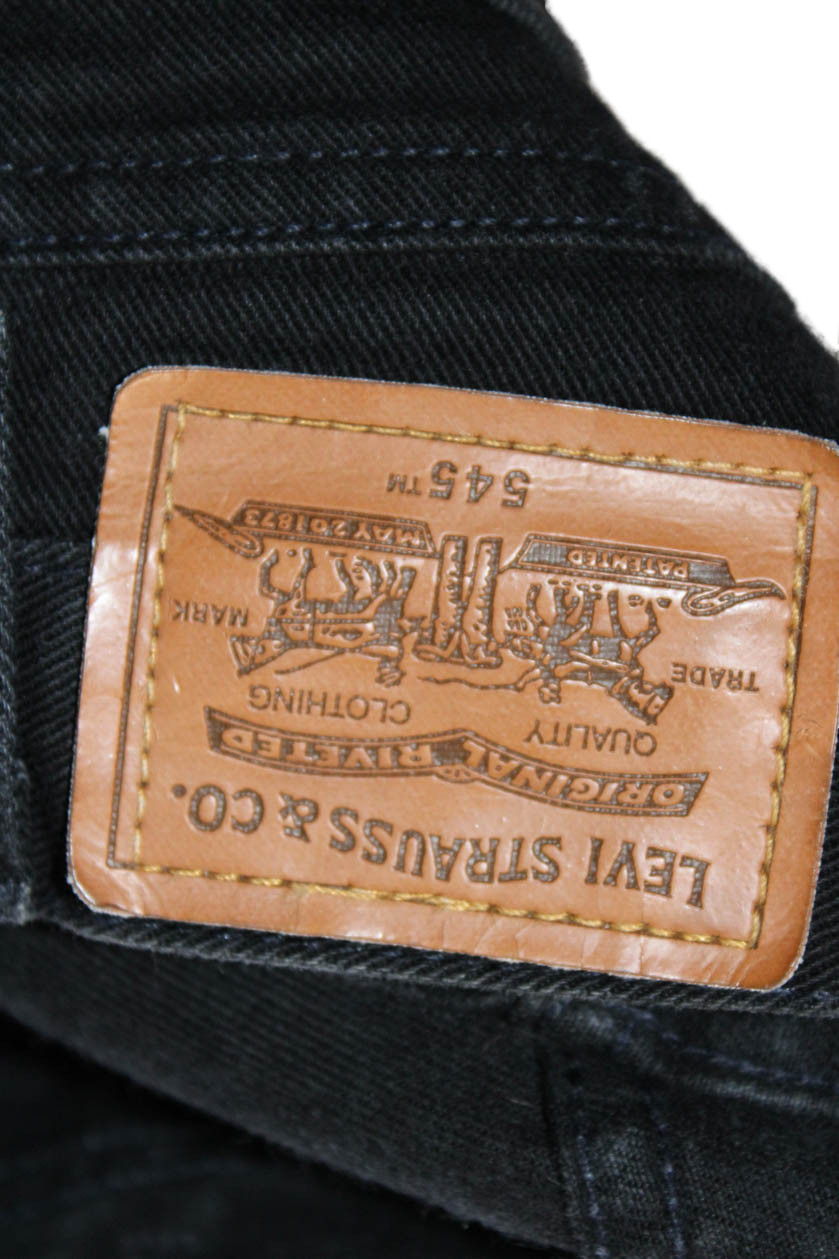 Levis Mens Cropped Tapered Jeans Black Button 29in Inseam Size 34