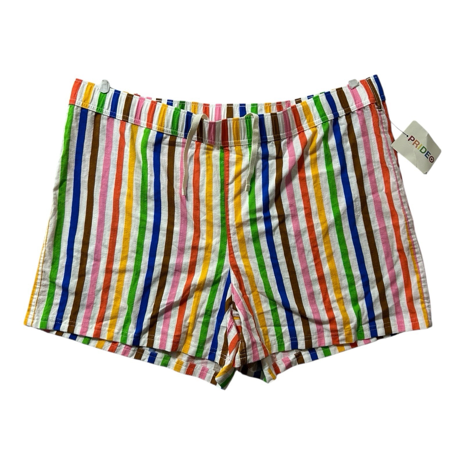Pride Adult Bold Rainbow Elastic Pull-On Woven Shorts Unisex Adults Size 2XL New