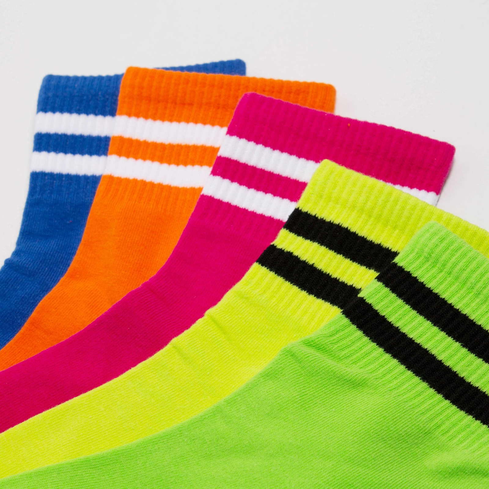 Womens Striped Neon Color Cute Crew Socks