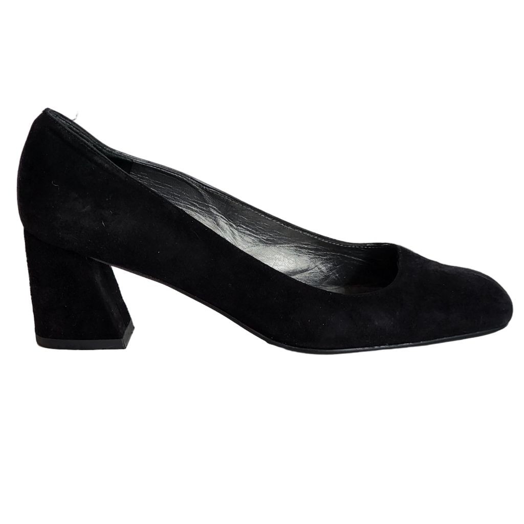 STUART WEITZMAN Mary Black Square Toe Suede Block Heel Pumps Size 10