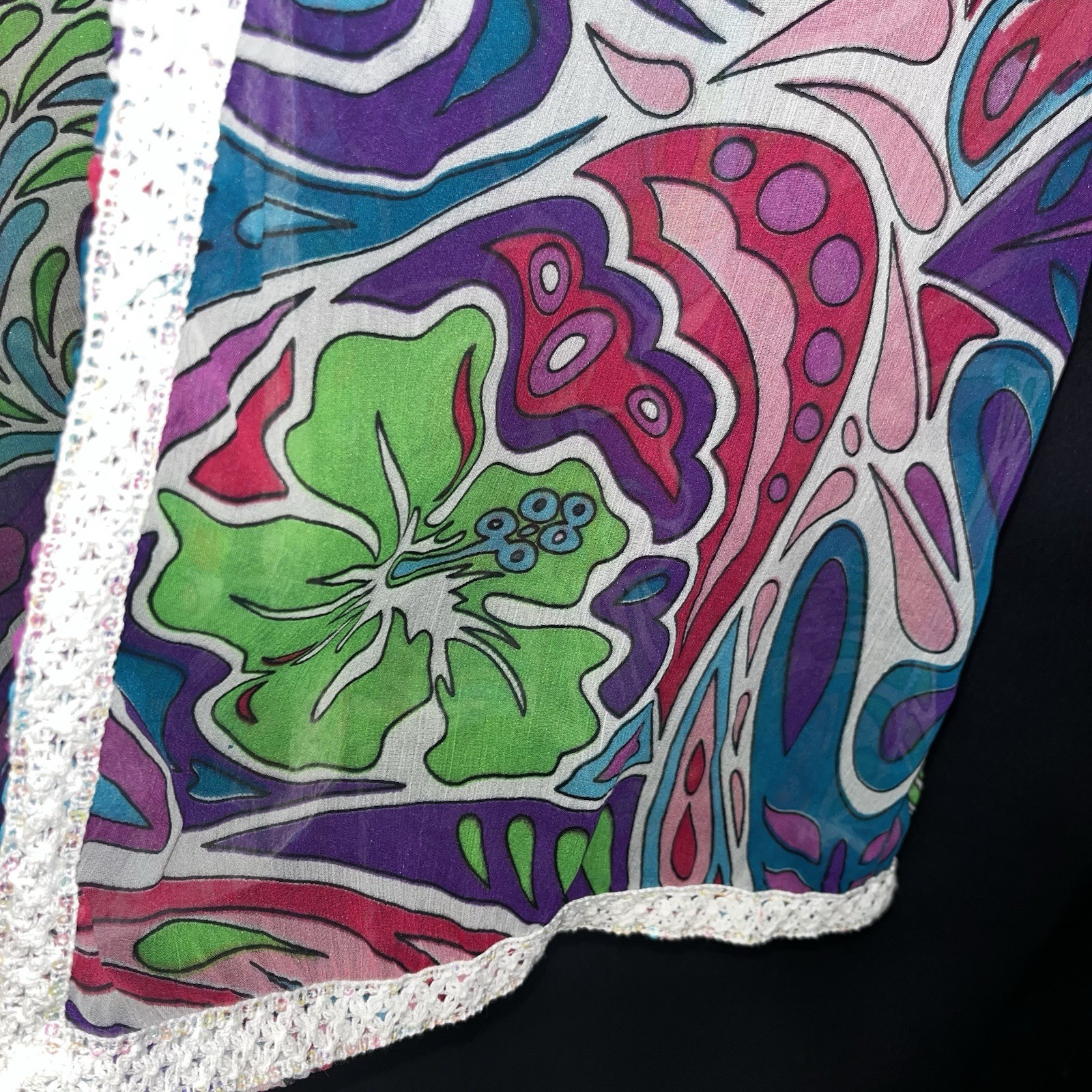 VTG Y2K Bearfoot Attitude XL Cardigan Paisley Floral Swirl Patterns Embroidered