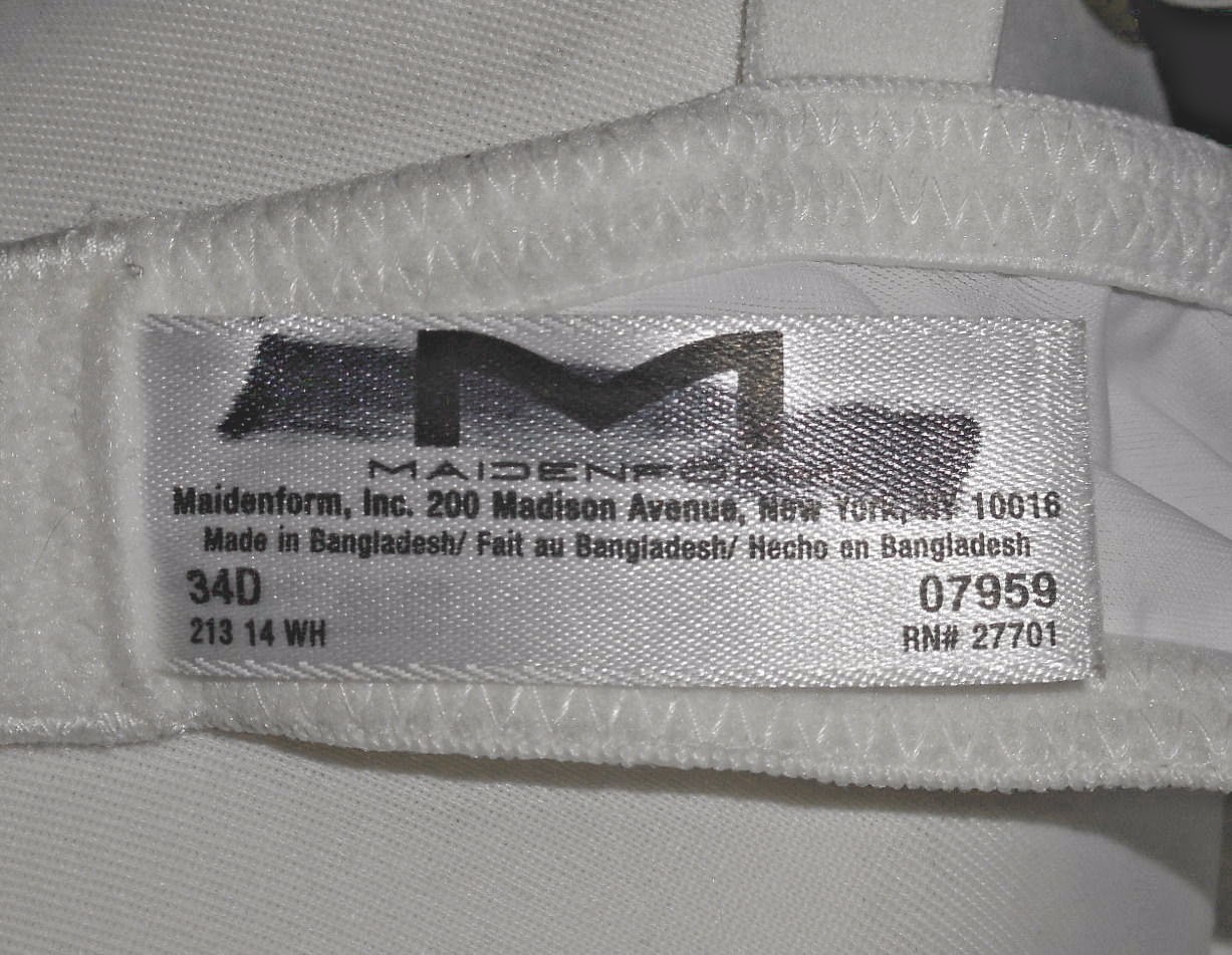 New Bra Maidenform 1-Fabulous-Fit T-Shirt Underwire White 07959 MSRP-$38.00 34D