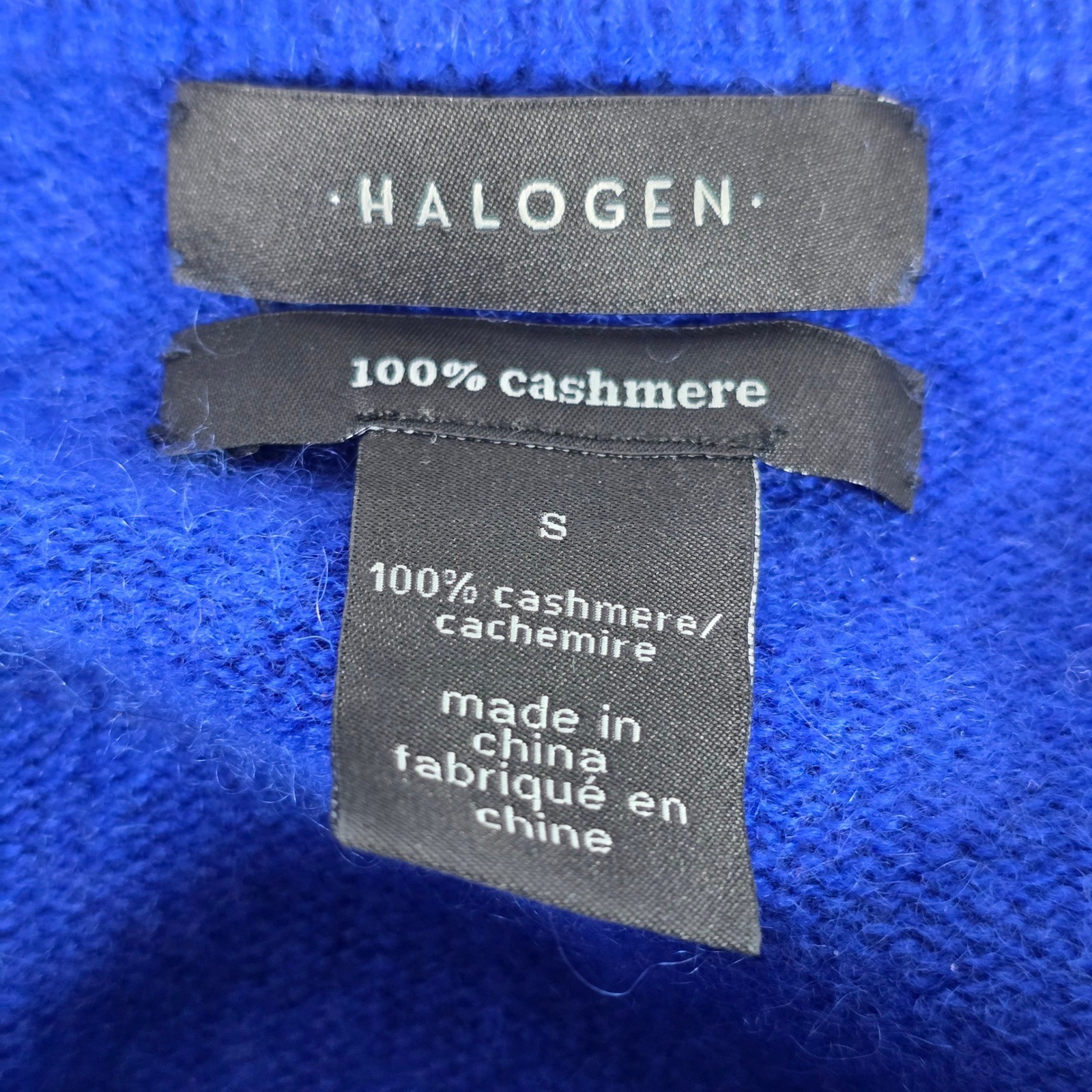 Halogen Womens Royal Blue 100% Cashmere Crewneck Sweater High Low Hem Small