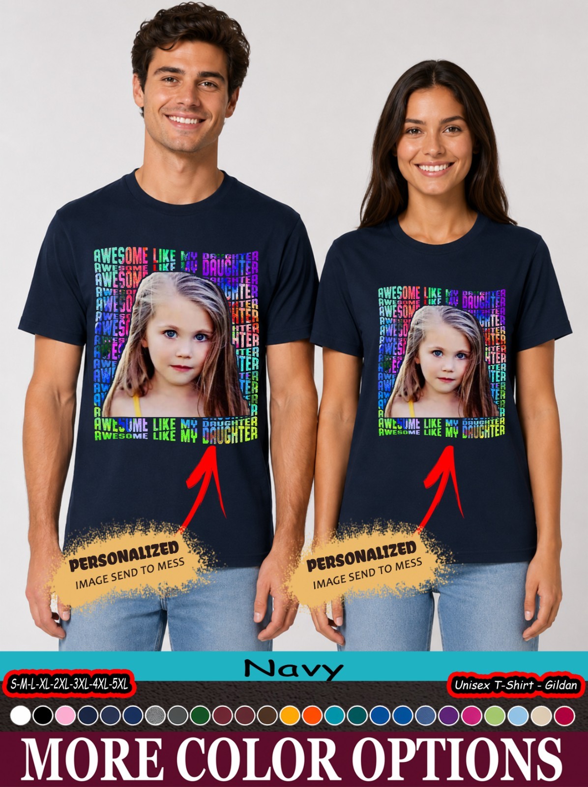 Custom Photo Proud Father Awesome Like My Daughter Shirt, Dad Appreciation Tee