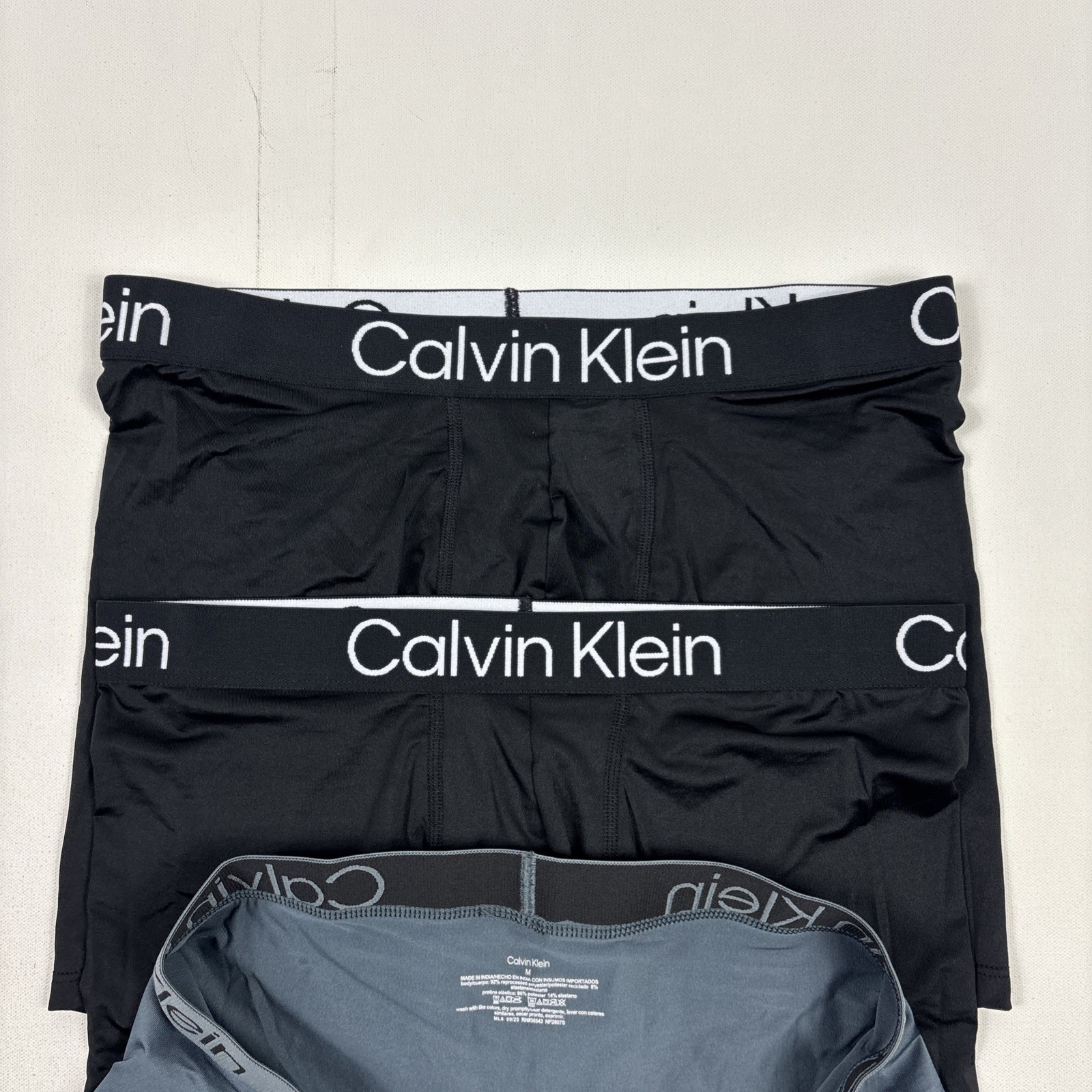 Calvin Klein Men’s 3-Pack Boxer Briefs Moisture-Wicking Stretch Black Medium