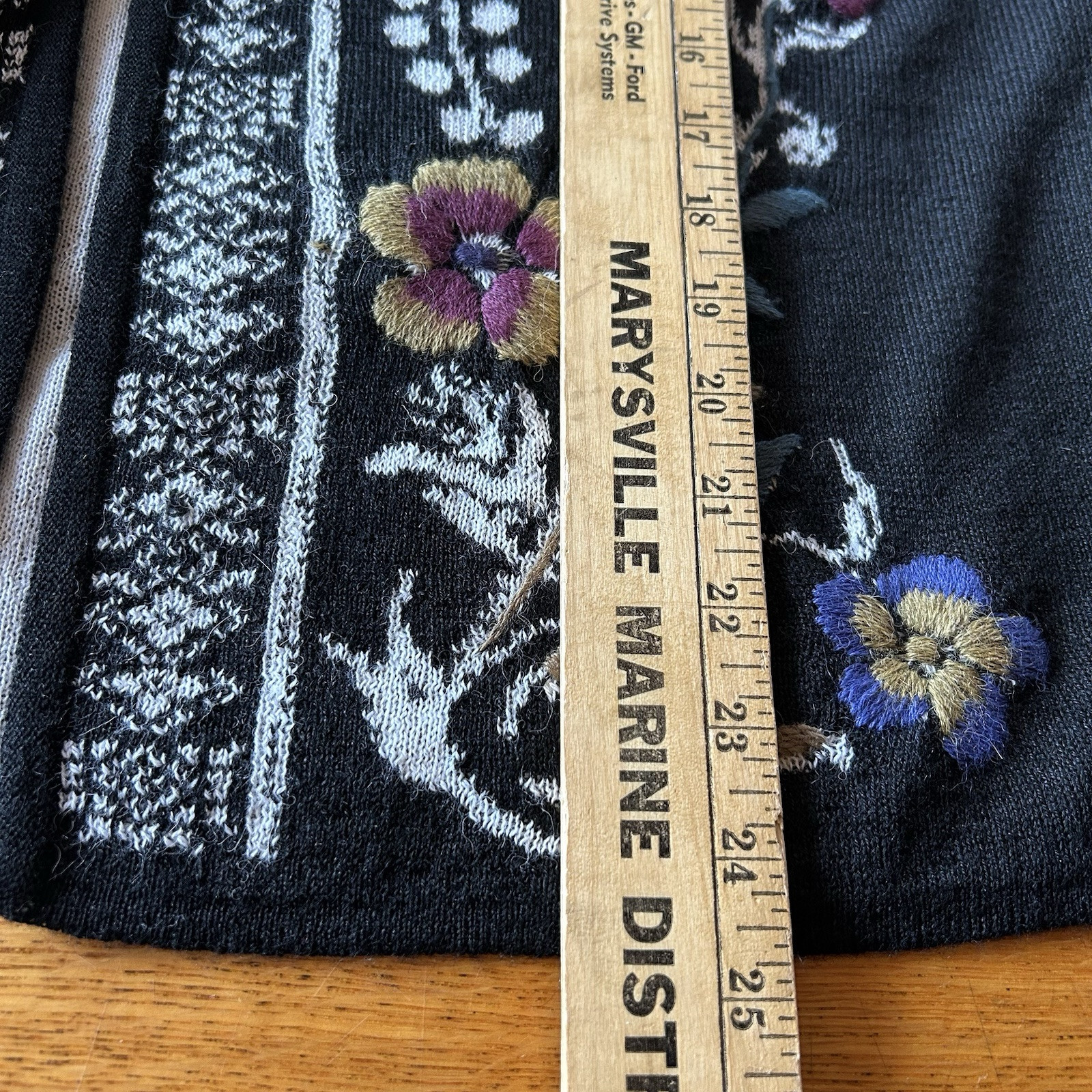 Simply Natural Alpaca Blend L/XL Floral Embroidered Cardigan Reversible NWOT