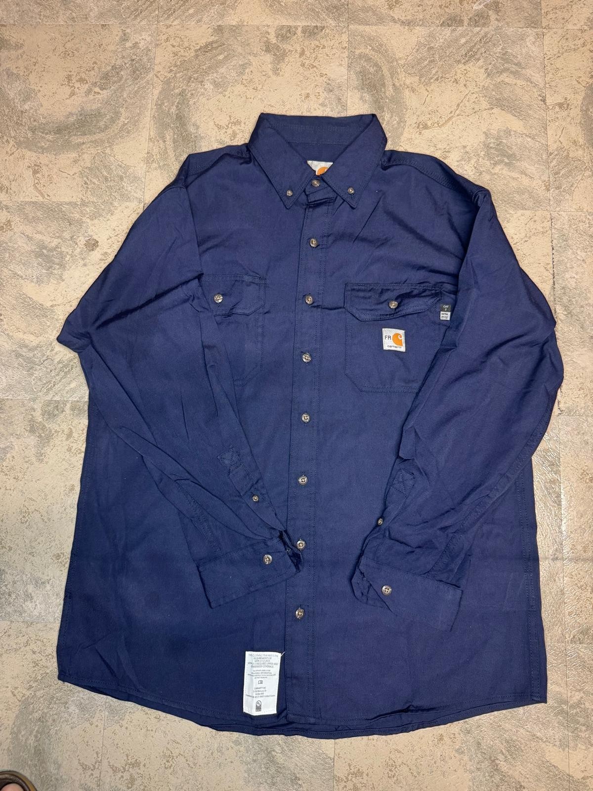 New Carhartt FR Flame Resistant Navy Blue Shirt CAT2 NFPA
