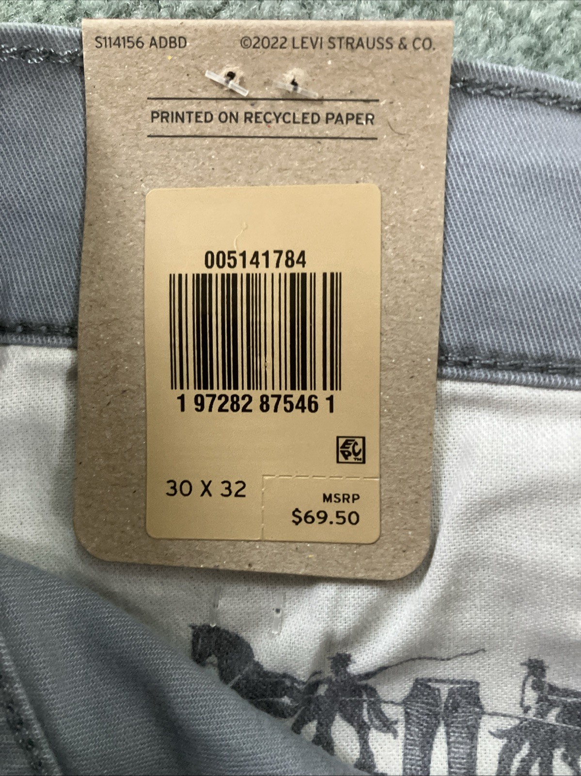 NWT Men’s Levi’s 514 Straight Fit Stretch Sharkskin Gray Pants Size 30”x32”