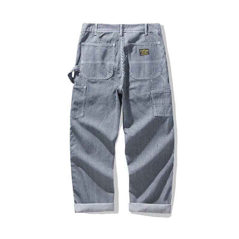 Original Denim Railway Worker Jeans Pants Amikaki Striped Longs Tooling Trousers