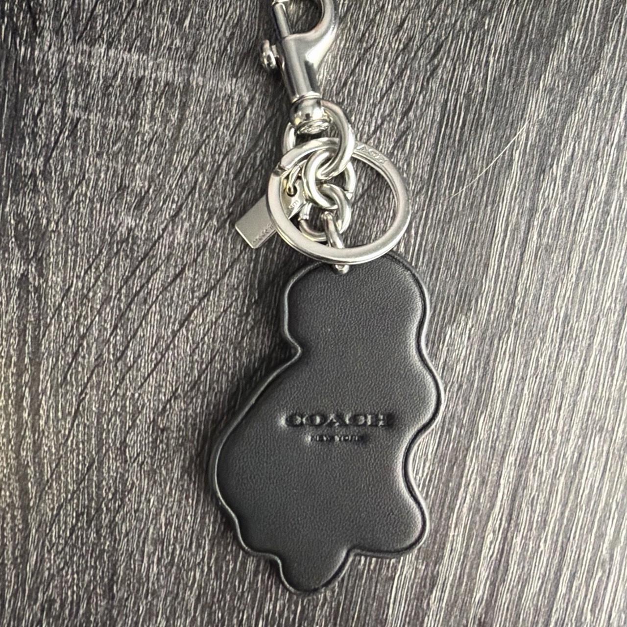 Coach Dinosaur Key Chain Keyring Leather/Metal Green Black Silver Yellow