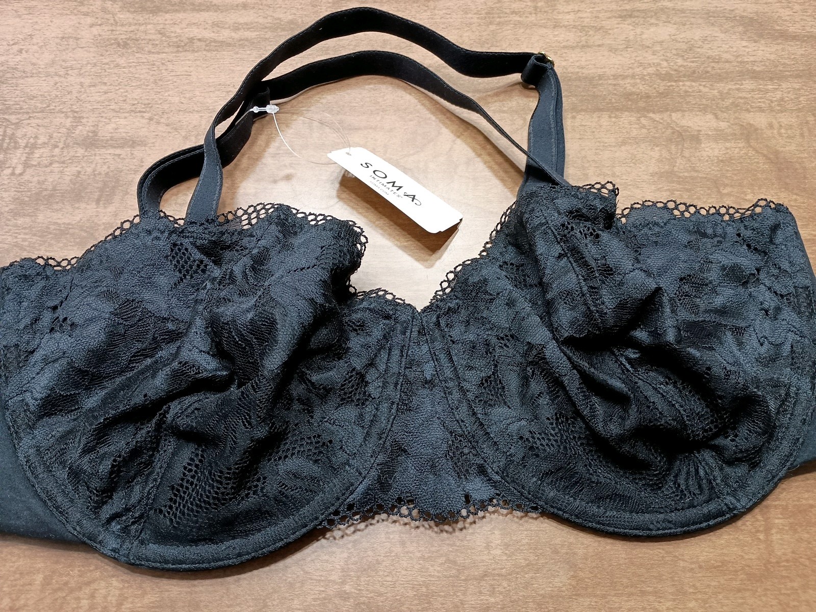 SOMA 570292450 Embraceable Signature Lace Balconette Bra 36DD Black