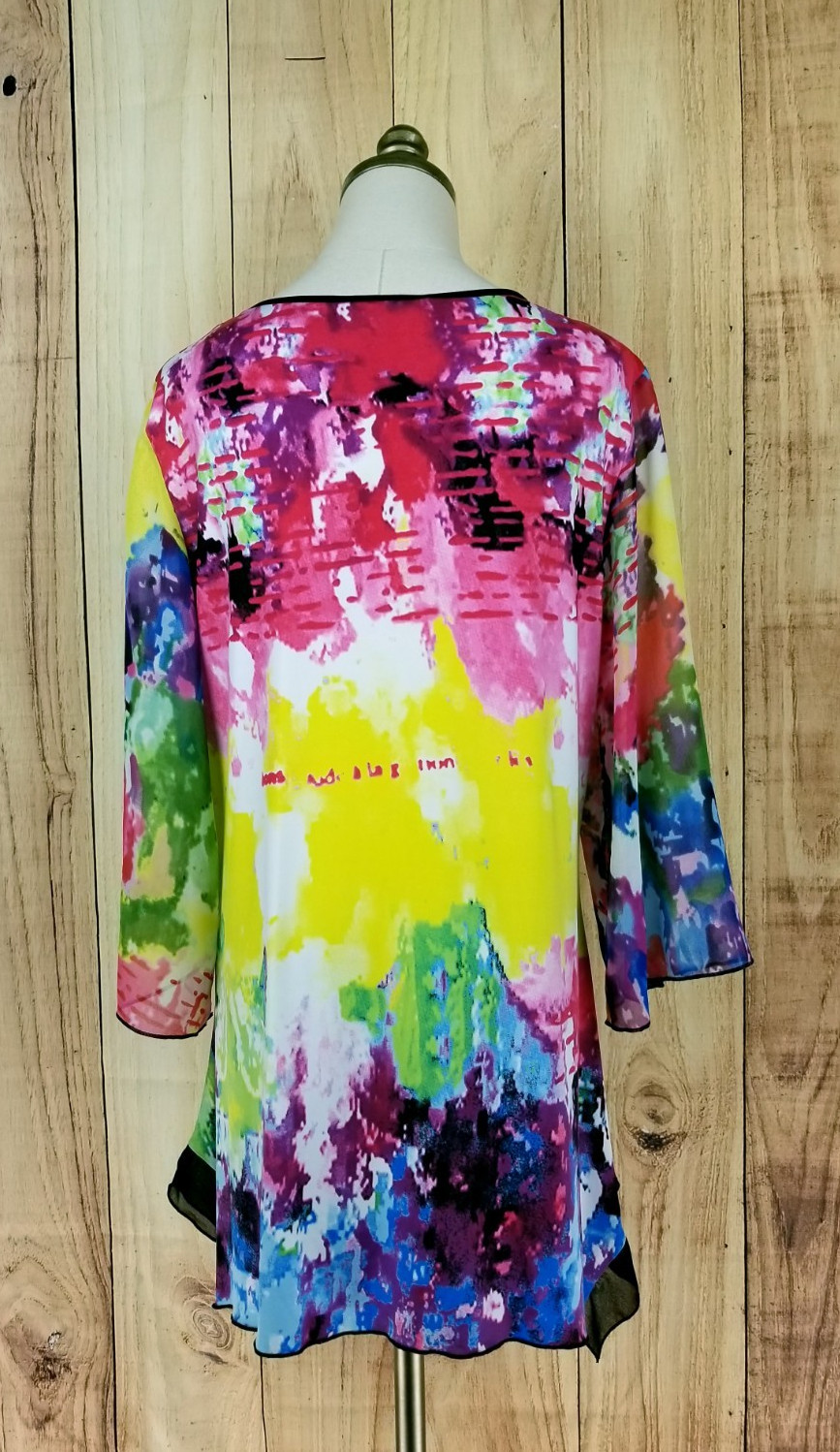Peter Nygard Womans 1X Handkerchief Hem Tunic Top Scoop Neck 3/4 Sleeves