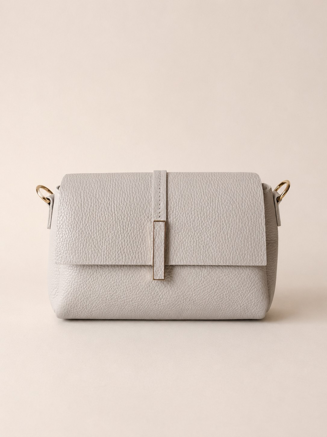 Ivory Beige Italian Leather Crossbody Bag, Small Minimalist Purse, Made in Italy