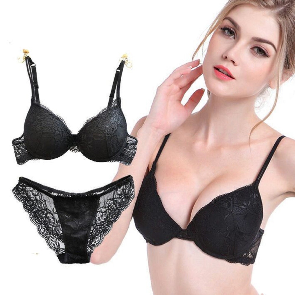 Floral Embroidery Underwire Bra Lot Push Up Padded Enhancer Bra Set Panties AB C