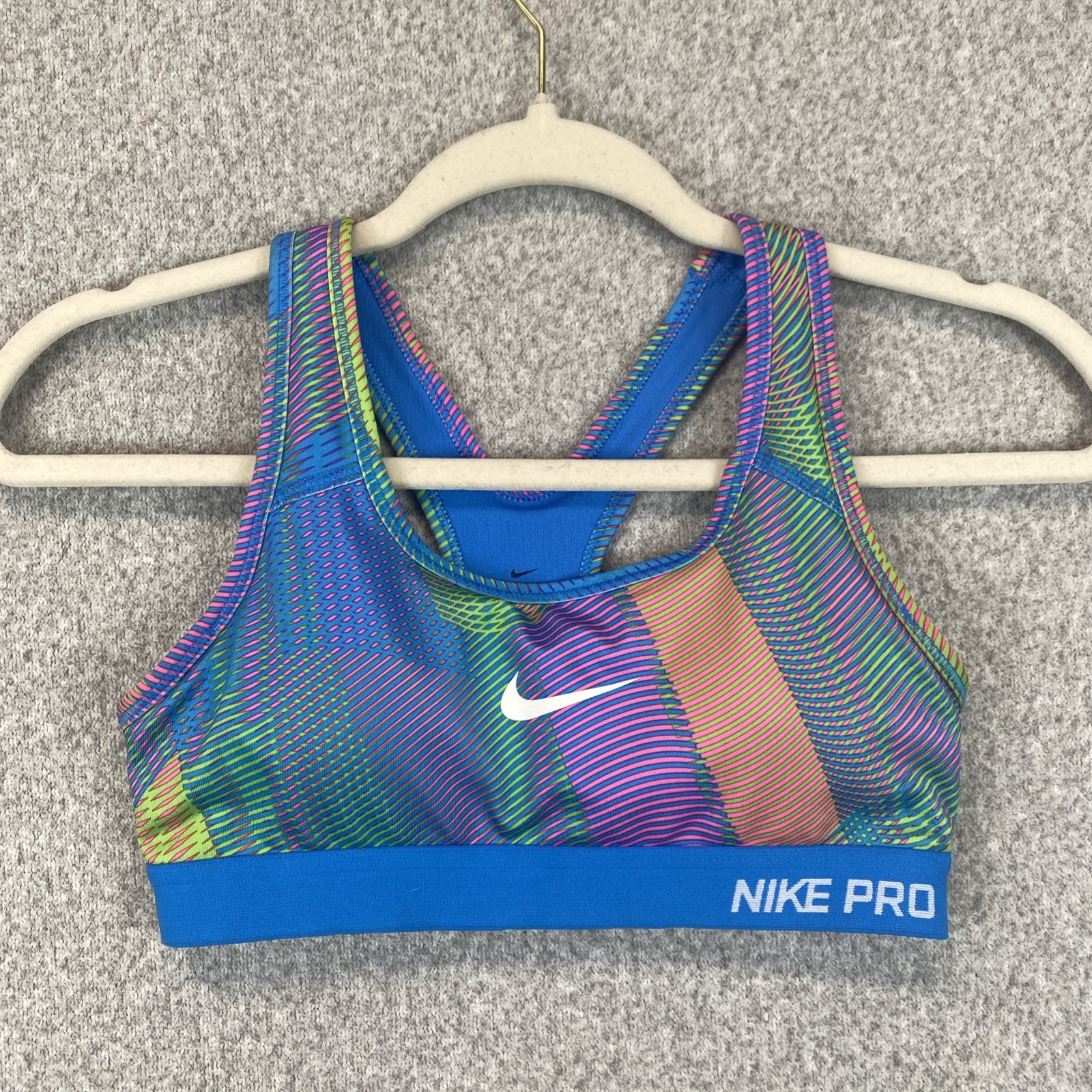 Nike Pro Colorful Sports Bra XS Athletic Racerback Rainbow Training Gym